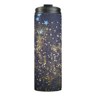 Bouteilles Isothermes Parties scintillant dorée et étoiles bleues scinti