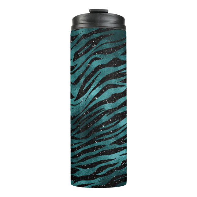 Bouteilles Isothermes Parties scintillant turquoise et noire Ombre Glam  (Devant)