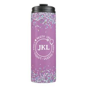 Bouteilles Isothermes Parties scintillant violet moderne Monogramme Stet