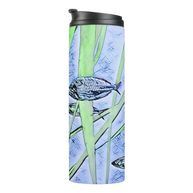 Bouteilles Isothermes Paruline avec conception de poisson de natation (Tourné sur la droite)
