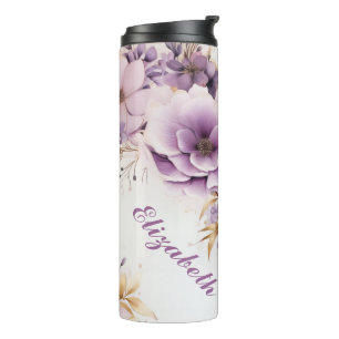 Bouteilles Isothermes Paruline fleurie d'or pourpre personnalisée avec n