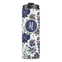 Paruline thermale fleurie pivoine avec monogramme