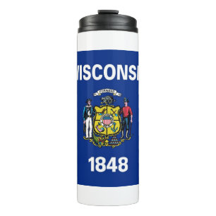 Bouteilles Isothermes Paruline thermique avec drapeau du Wisconsin, État