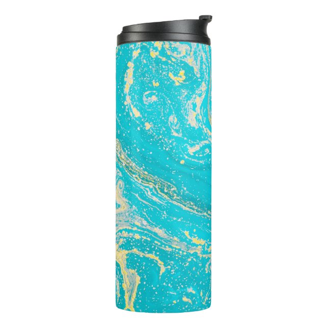 Bouteilles Isothermes Paruline thermique en marbre bleu (Tourné sur la gauche)