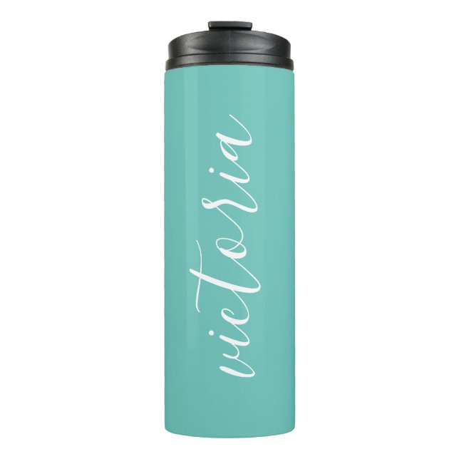 Bouteilles Isothermes Paruline thermique Monogramme Turquoise de la ment (Devant)