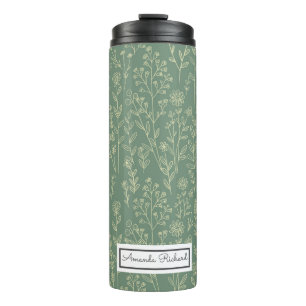 Bouteilles Isothermes Paruline thermique Motif vert Roses rouges