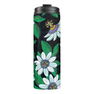Bouteilles Isothermes Passionflower Arrière - plan noir Floral sans join