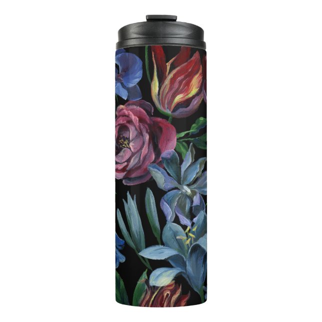 Bouteilles Isothermes Pastel à l'huile florale : Motif sans couture (Devant)