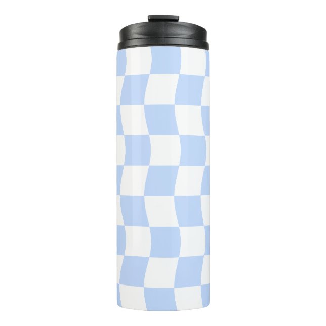 Bouteilles Isothermes Pastel Blue White Retro Checkerboard Pattern (Devant)