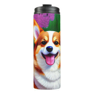 Bouteilles Isothermes Pastel Floral Corgi