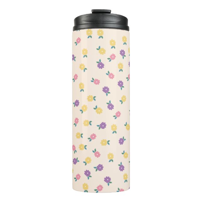 Bouteilles Isothermes Pastel Floral Pattern – Cute Yellow, Pink & Purple (Devant)