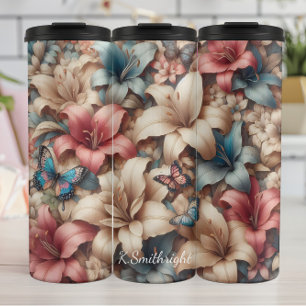 Bouteilles Isothermes Pastel Lily Papillon motif floral