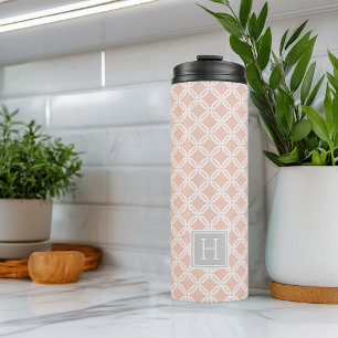 Bouteilles Isothermes Pastel Peach and Grey Links Motif Monogramme