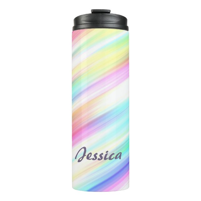 Bouteilles Isothermes Pastel Rainbow Brush Strokes Personnalisé (Devant)