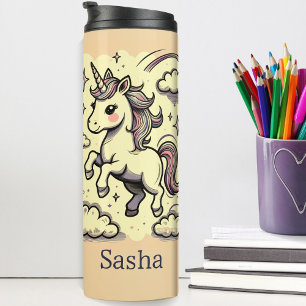 Bouteilles Isothermes Pastel Unicorn Sparkle Rainbow Nom personnalisé