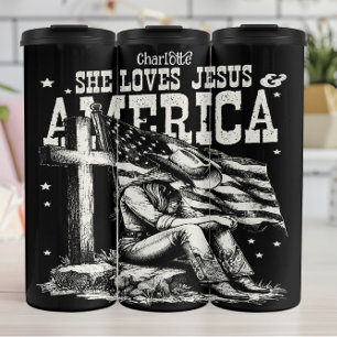 Bouteilles Isothermes Patriote fidèle : Jésus, Amérique, Cowgirl