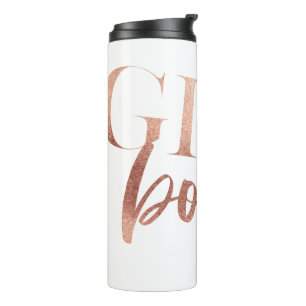 Bouteilles Isothermes Patron de fille Texte noir or Rose