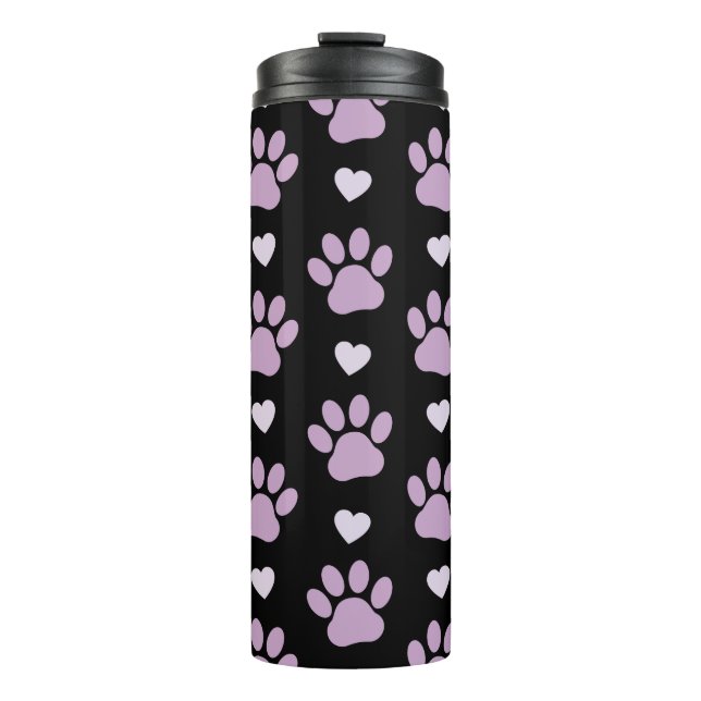 Bouteilles Isothermes Pattern of paws, Dog paws, Lilac paws, Hearts (Devant)