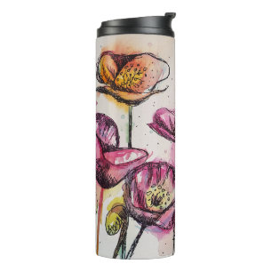 Bouteilles Isothermes Pavot rose rose violet Fleurs de pavot Pavois Flor