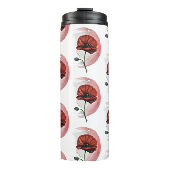 Bouteilles Isothermes Pavot : Une Fleur Aquarelle Délicate Et Vibrante (Devant)
