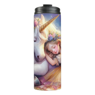 Bouteilles Isothermes Paysage de rêve de licorne de fille endormie