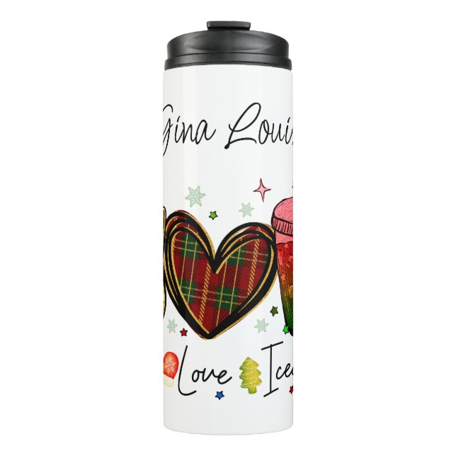 Bouteilles Isothermes Peace Love Iced Coffee Design amusant (Devant)