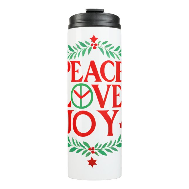 Bouteilles Isothermes Peace Love Joy Noël Festive Holiday (Devant)