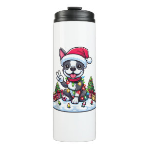 Bouteilles Isothermes Peace Main Boston Terrier Lumières de Noël Femmes