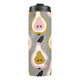 Bouteilles Isothermes Pears background. Hand drawn illustration. Seamles