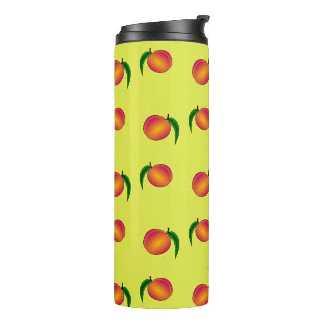 Bouteilles Isothermes Pêcher le motif de fruits sur le jaune (Tourné sur la gauche)