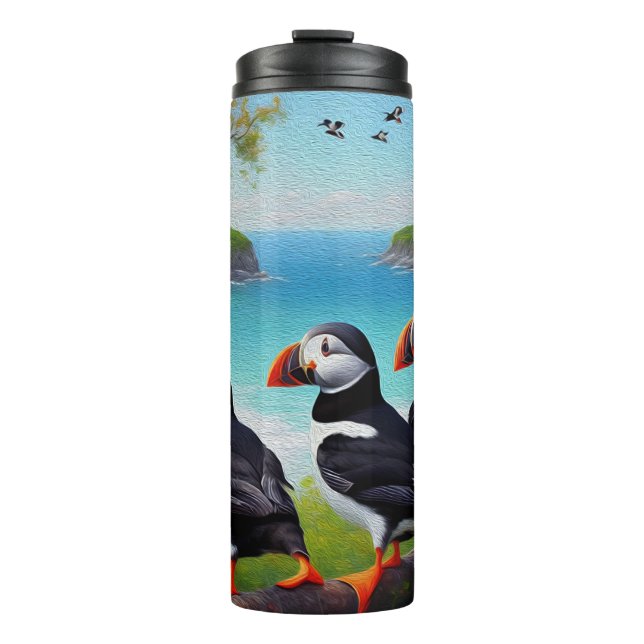 Bouteilles Isothermes Peinture à l'huile d'Oiseaux de Puffin, Paruline t (Devant)