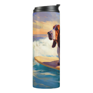 Bouteilles Isothermes Peinture de Basset Hound faisant du Surf sur la Pl