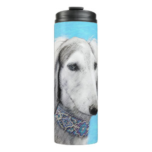 Bouteilles Isothermes Peinture de Saluki (Argent) - Joli art original de