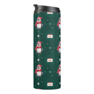 Bouteilles Isothermes Penguin Père Noël Green Joyeux Joyeux motif de Noë