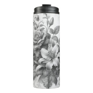Bouteilles Isothermes Perfection florale noire et blanche