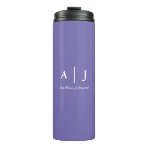 Bouteilles Isothermes Périwinkle minimaliste violet de deux monogrammes 