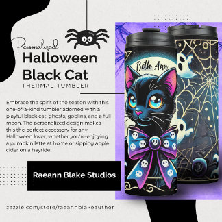Bouteilles Isothermes Personalized Halloween Black Cat Thermal Tumbler