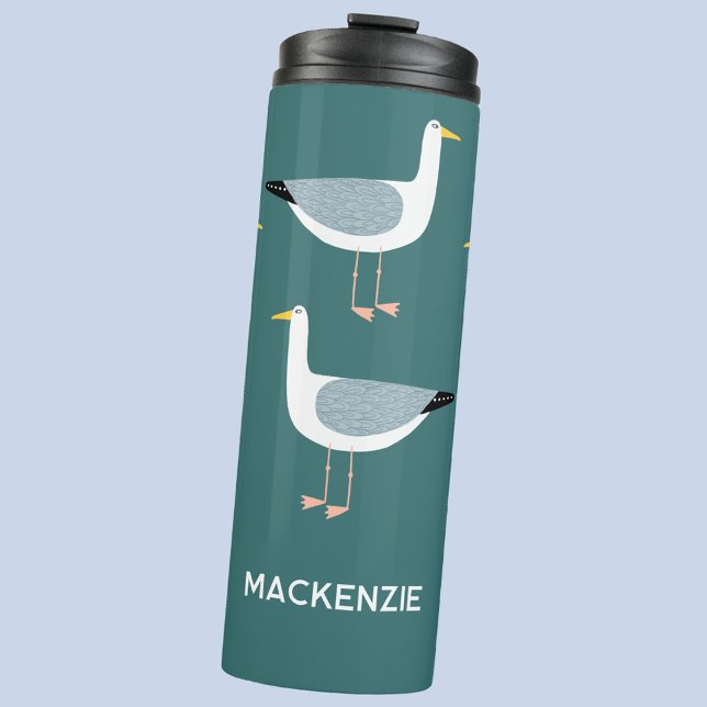 Bouteilles Isothermes Personalized Name Seagull Nautical (Fun seagull personalized custom name thermal tumbler)