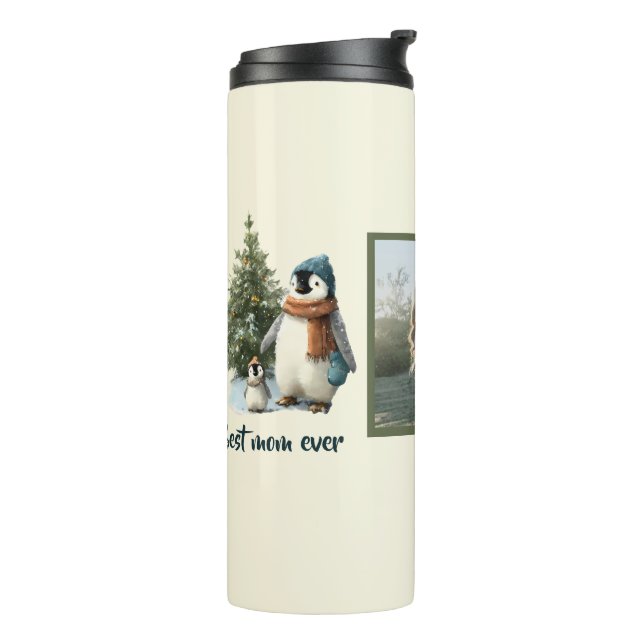 Bouteilles Isothermes Personalized Winter Penguin “Best Mom Ever” (Tourné sur la gauche)