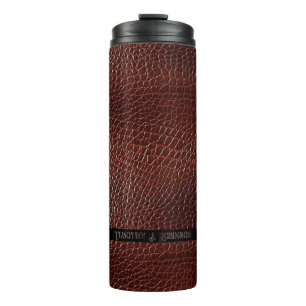 Bouteilles Isothermes Personnalisé Faux Cuir Brown Embossé