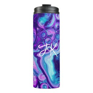 Bouteilles Isothermes Personnalisé violet, bleu, marbre rose Bokeh