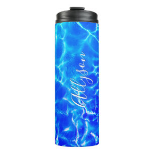 Bouteilles Isothermes Personnaliser le nom vertical White Script, Blue W