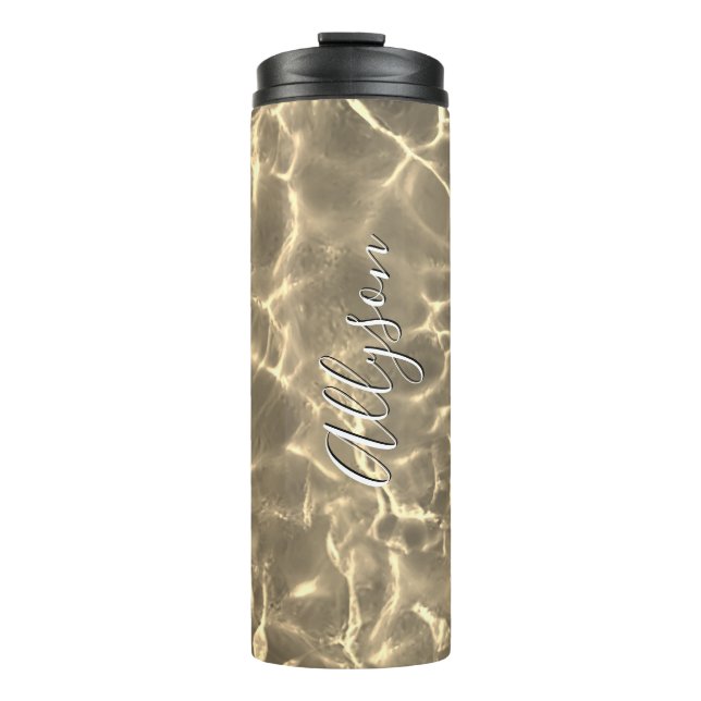 Bouteilles Isothermes Personnaliser le nom vertical White Script, Gold W (Devant)
