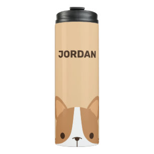 Bouteilles Isothermes Petit Chien Corgi mignon avec nom personnalisé