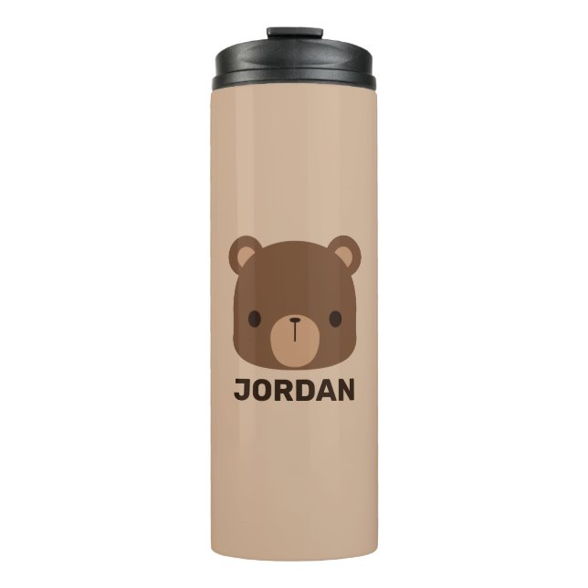 Bouteilles Isothermes Petit ours Brown mignon avec nom personnalisé (Devant)