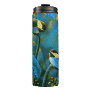 Bouteilles Isothermes Petits oiseaux jaunes bleus 