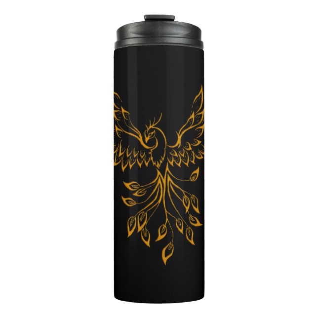Bouteilles Isothermes Phoenix de cuivre se lève sur noir (Devant)
