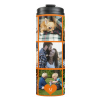 Photo collage monogramme personnalisé orange moder