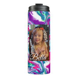 Bouteilles Isothermes Photo personnalisée rose et turquoise