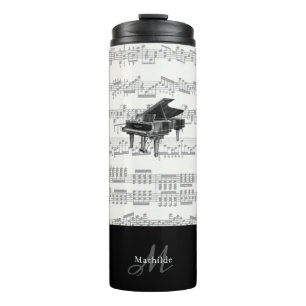 Bouteilles Isothermes Piano vintage avec Partition Monogramme Noir